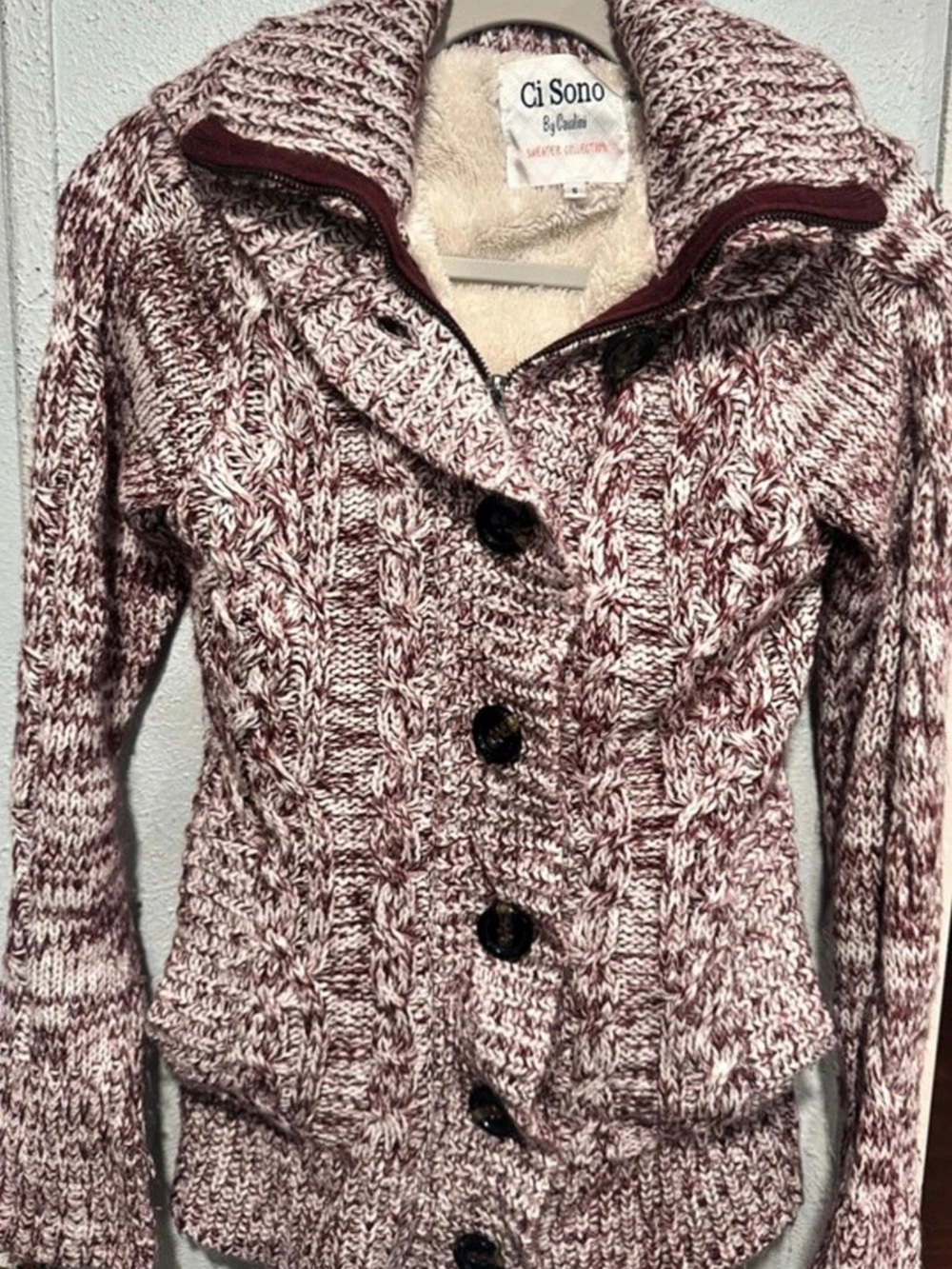 Ci Sono Cowl Neck Sweater in Pink & White Size Small